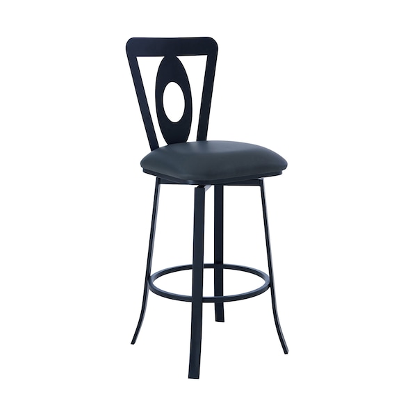 Armen Living Lola Contemporary 26" Counter Height Barstool in Matte Black Finish and Gray Faux Leather LCLLBAMBGR26 - main